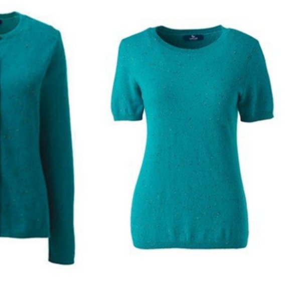 TWIN-SET Lands End cashmere sweaters set S and PS greenish teal - Picture 2 of 12